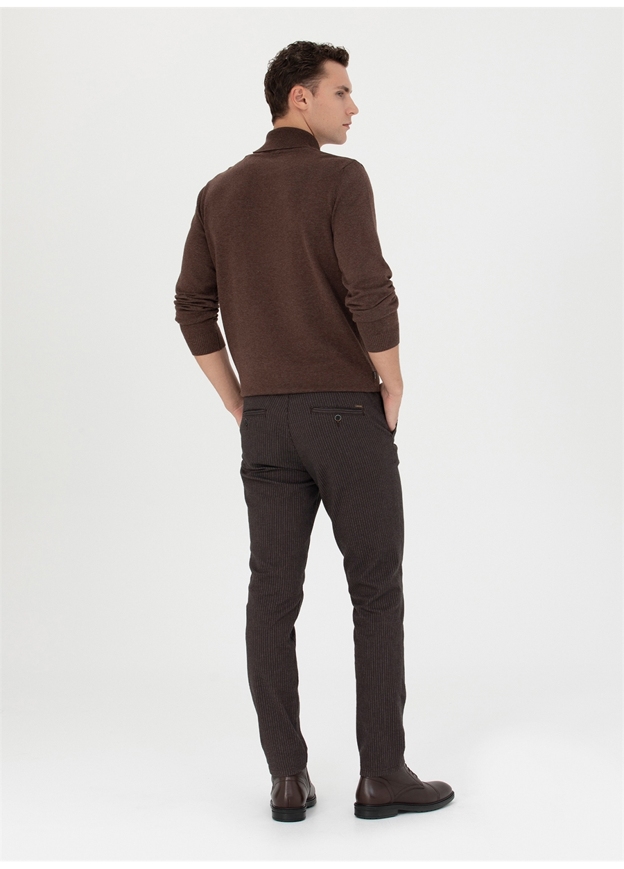 Pierre Cardin Normal Bel Normal Paça Slim Fit Kahve Erkek Pantolon NEVADA_3