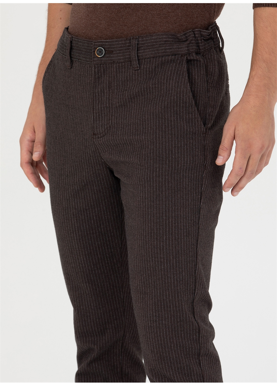 Pierre Cardin Normal Bel Normal Paça Slim Fit Kahve Erkek Pantolon NEVADA_5