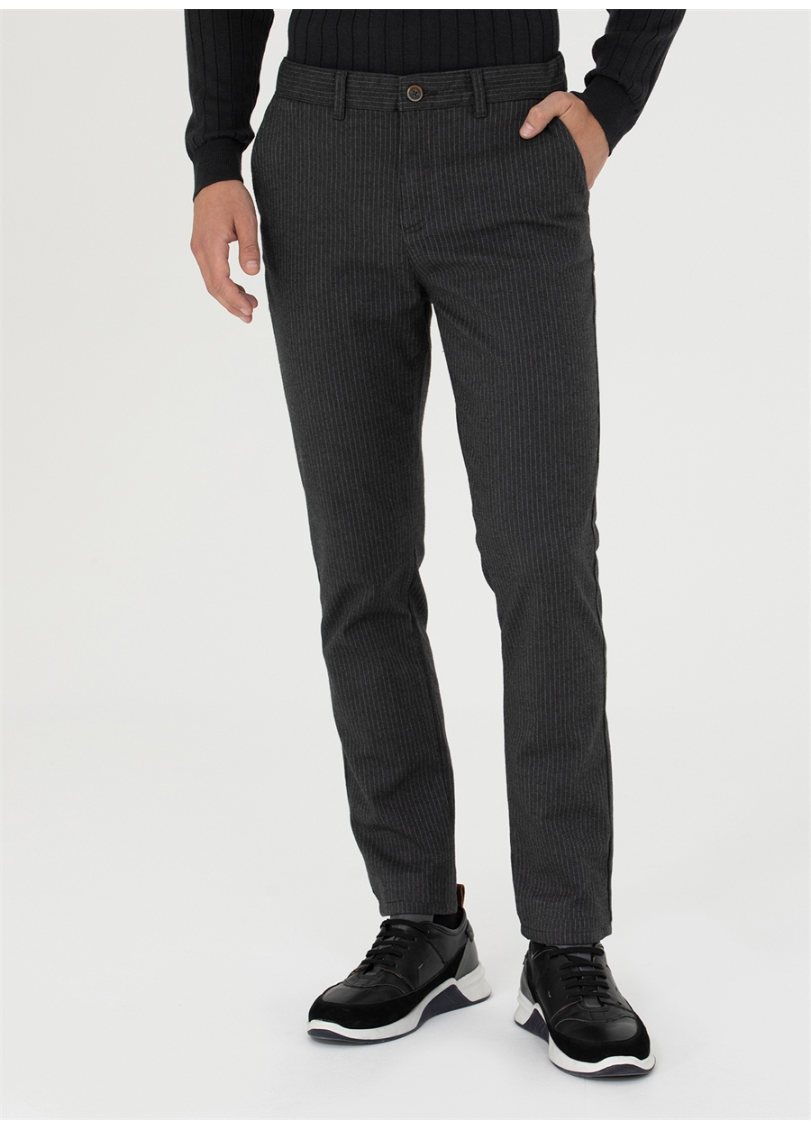 Pierre Cardin Normal Bel Normal Paça Slim Fit Antrasit Erkek Pantolon NEVADA_1