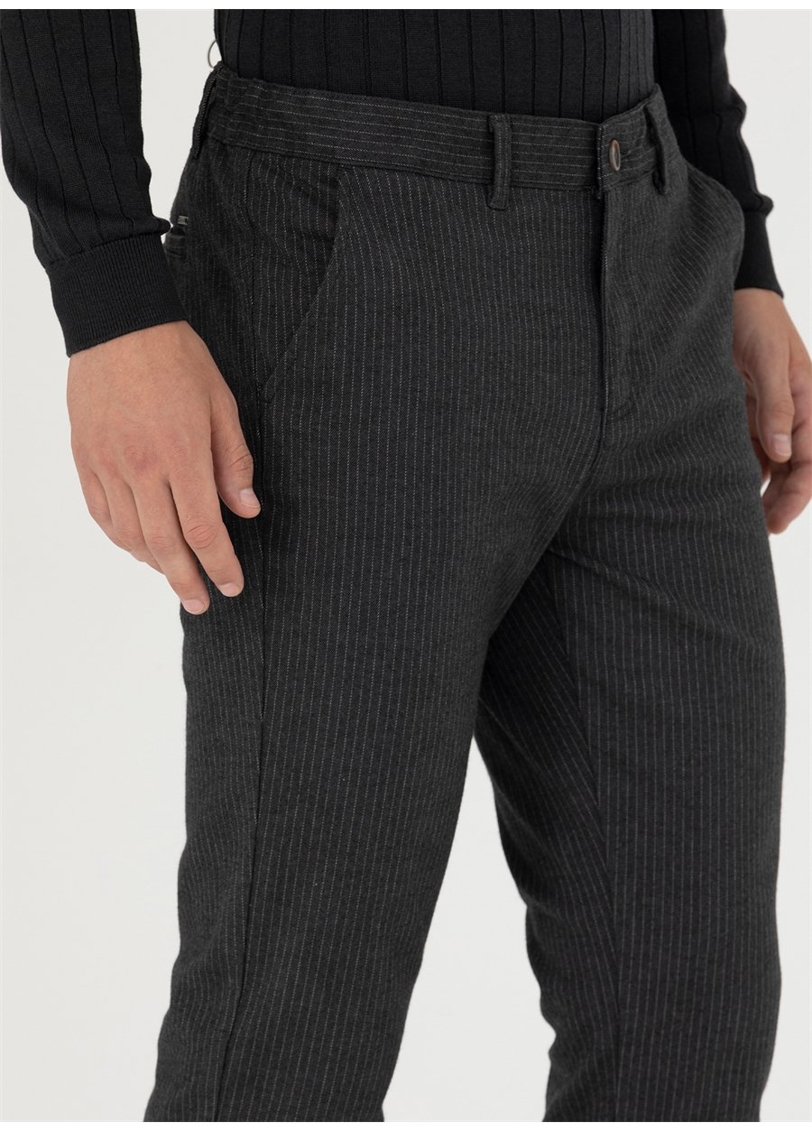 Pierre Cardin Normal Bel Normal Paça Slim Fit Antrasit Erkek Pantolon NEVADA_4