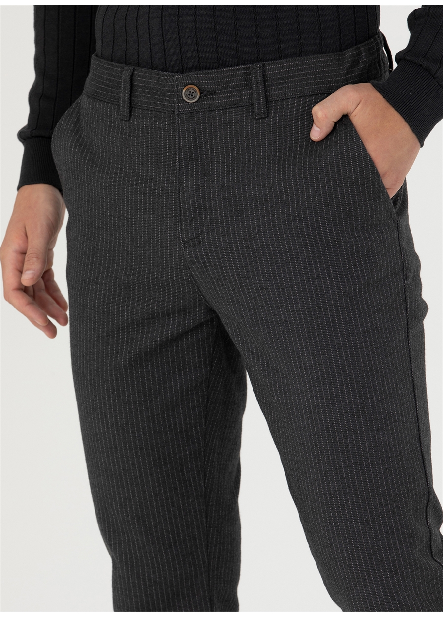 Pierre Cardin Normal Bel Normal Paça Slim Fit Antrasit Erkek Pantolon NEVADA_5