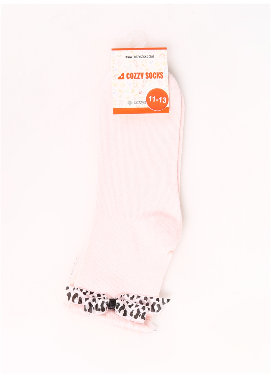 Cozzy Socks Pembe Kız Çocuk Soket Çorap Leopar Kurdele Konç