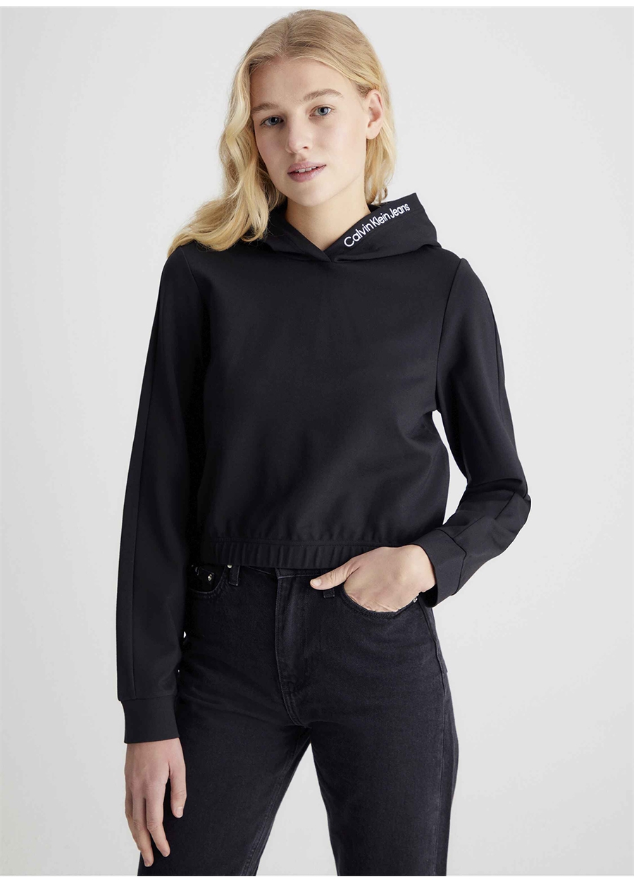 Calvin Klein Jeans Kapüşon Yaka Siyah Kadın Sweatshırt J20J222200BEH