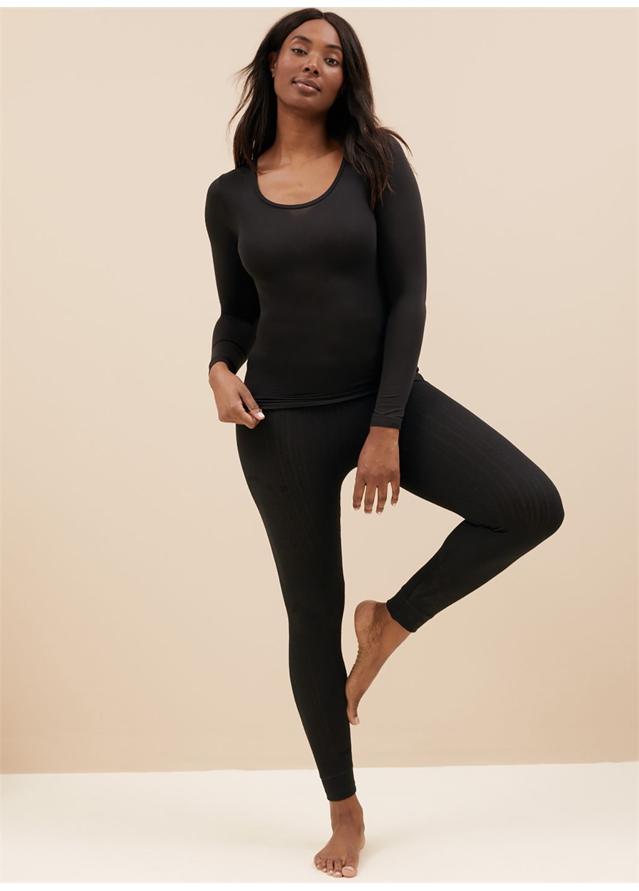 Marks & Spencer Siyah Kadın 2'Li Heatgen Uzun Kollu Termal Atlet Seti 9101