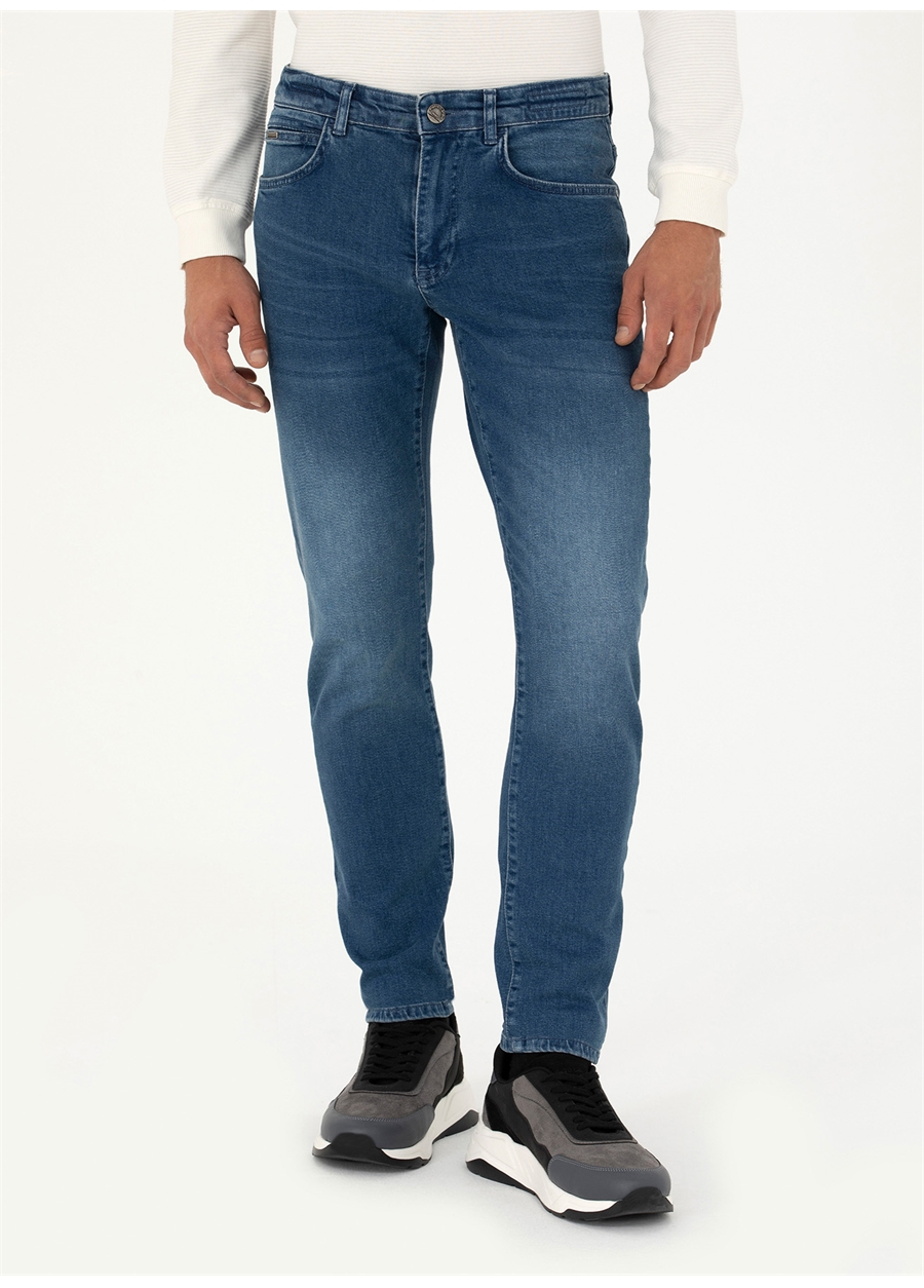 Pierre Cardin Normal Bel Normal Paça Slim Fit Mavi Erkek Denim Pantolon BADEMA_1