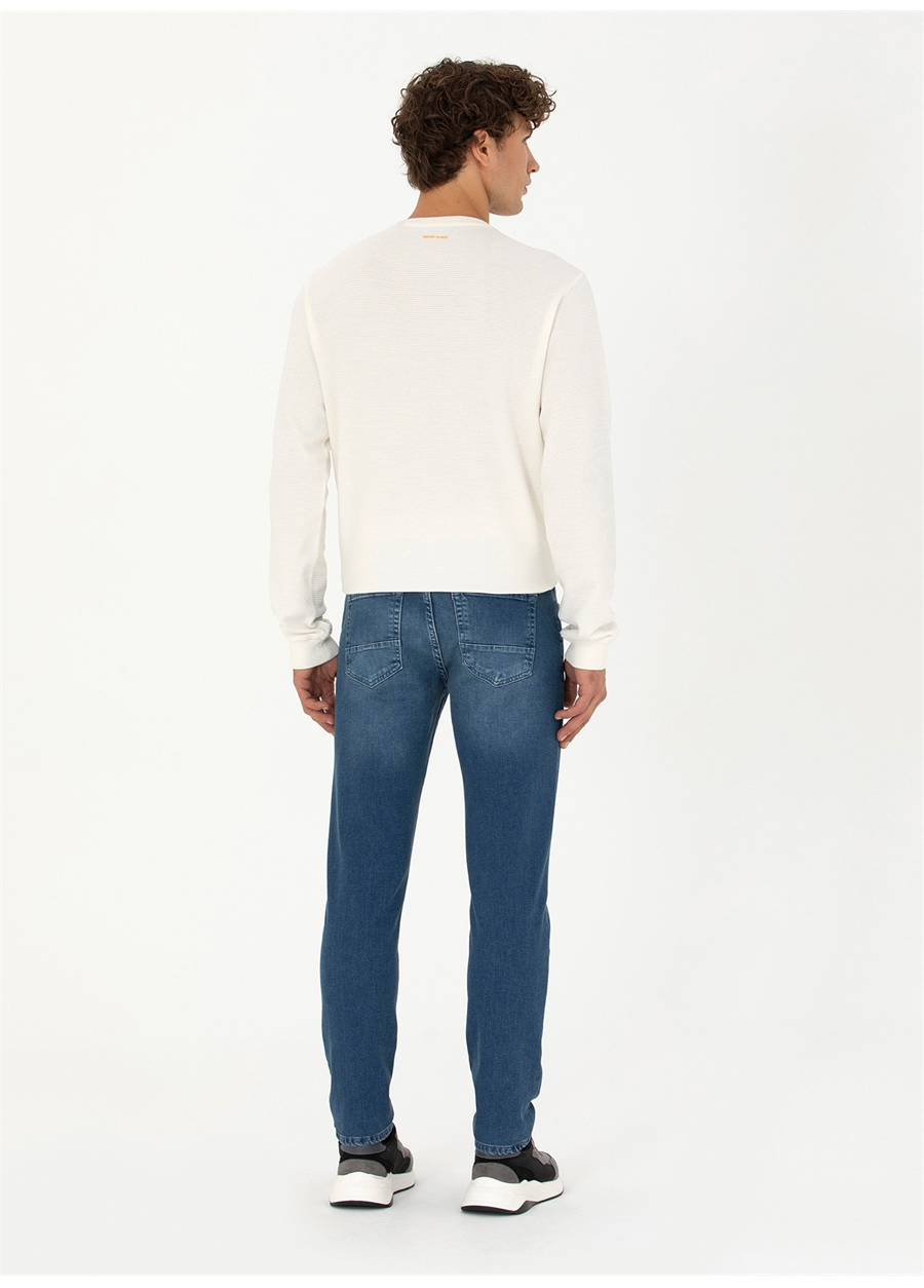 Pierre Cardin Normal Bel Normal Paça Slim Fit Mavi Erkek Denim Pantolon BADEMA_3