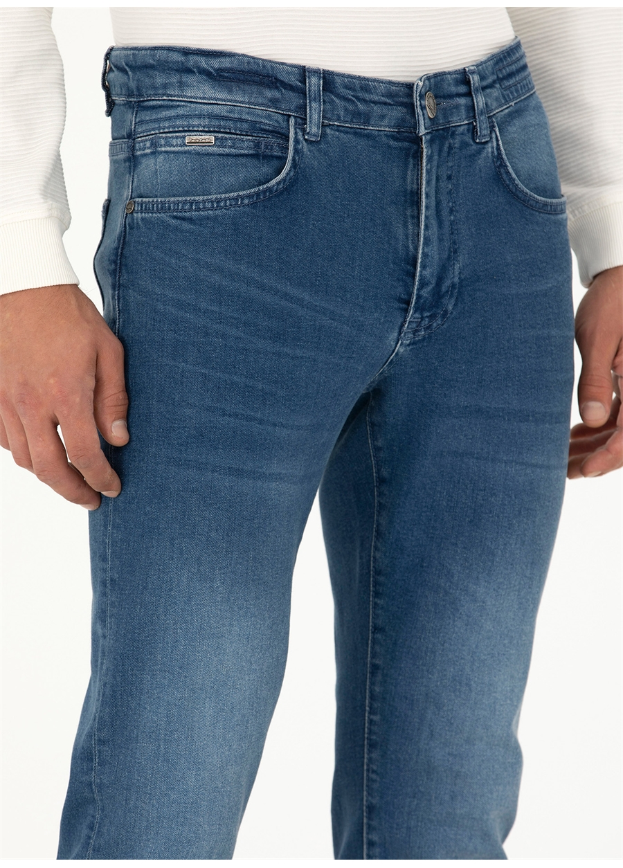 Pierre Cardin Normal Bel Normal Paça Slim Fit Mavi Erkek Denim Pantolon BADEMA_4