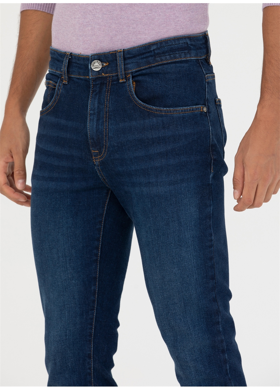 Pierre Cardin Normal Bel Normal Paça Slim Fit Lacivert Erkek Denim Pantolon BADELA_5