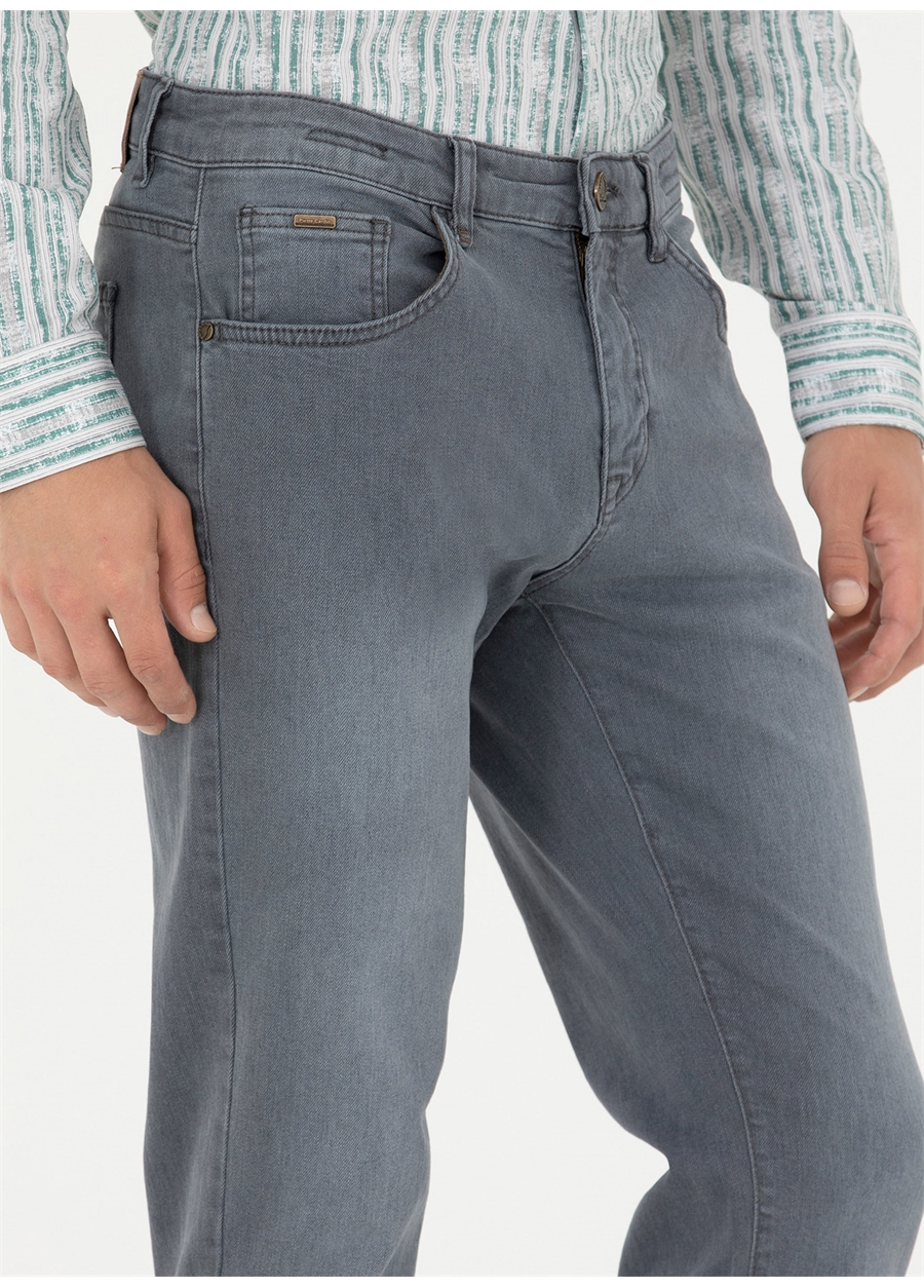 Pierre Cardin Normal Bel Normal Paça Straight Gri Erkek Denim Pantolon GUANA_3