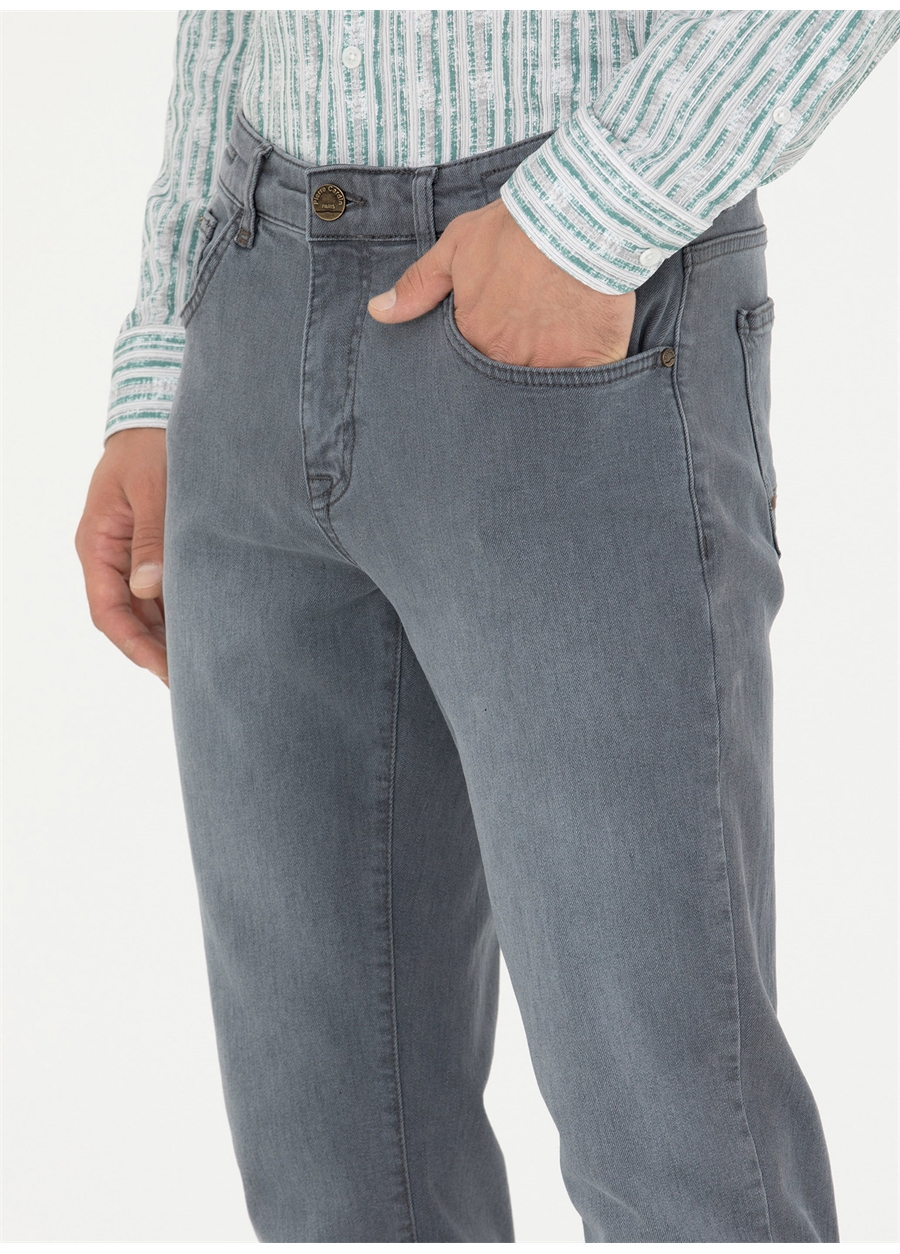 Pierre Cardin Normal Bel Normal Paça Straight Gri Erkek Denim Pantolon GUANA_4