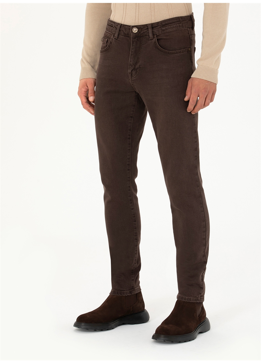 Pierre Cardin Normal Bel Normal Paça Slim Fit Kahve Erkek Denim Pantolon GARDA_1