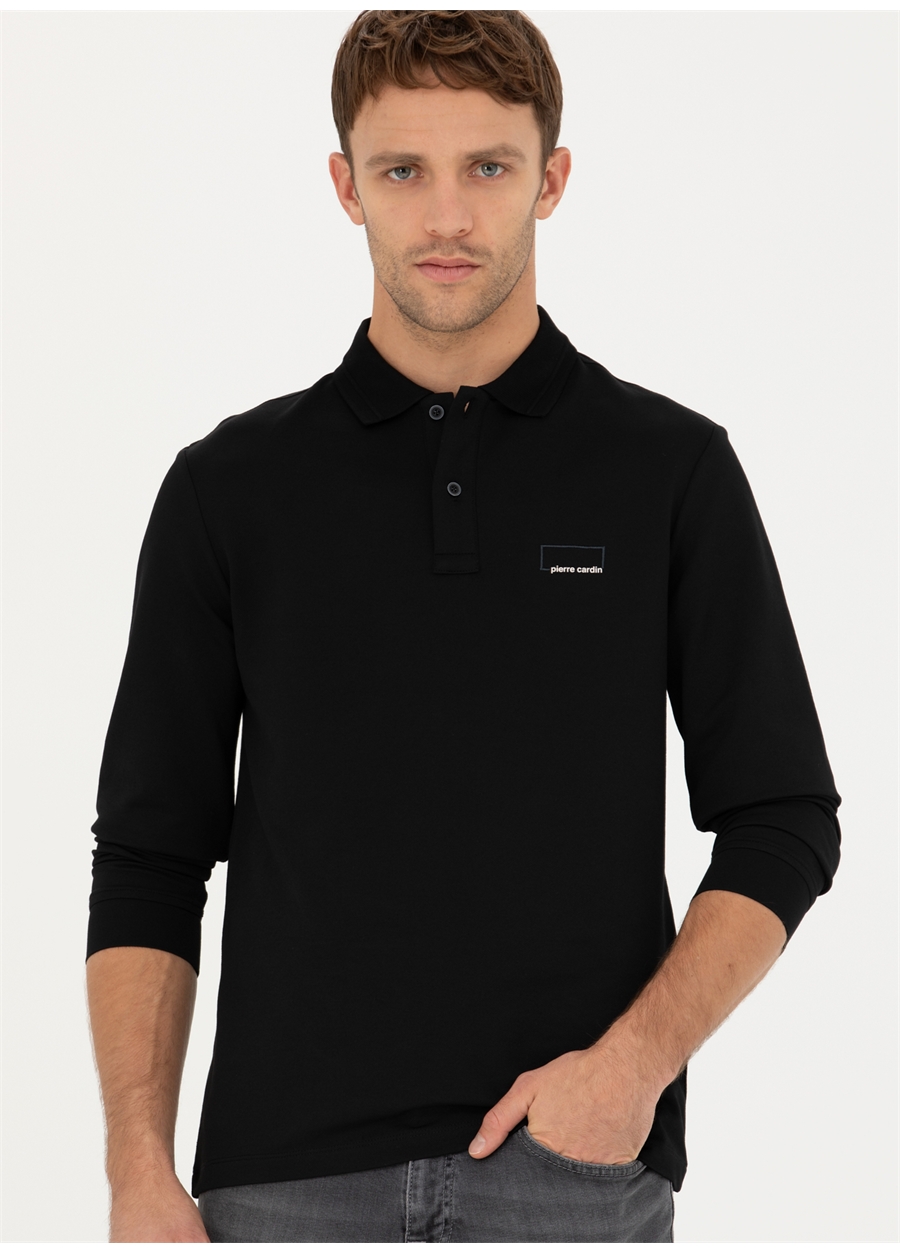 Pierre Cardin Polo Yaka Siyah Erkek Sweatshırt ELIT-K_2