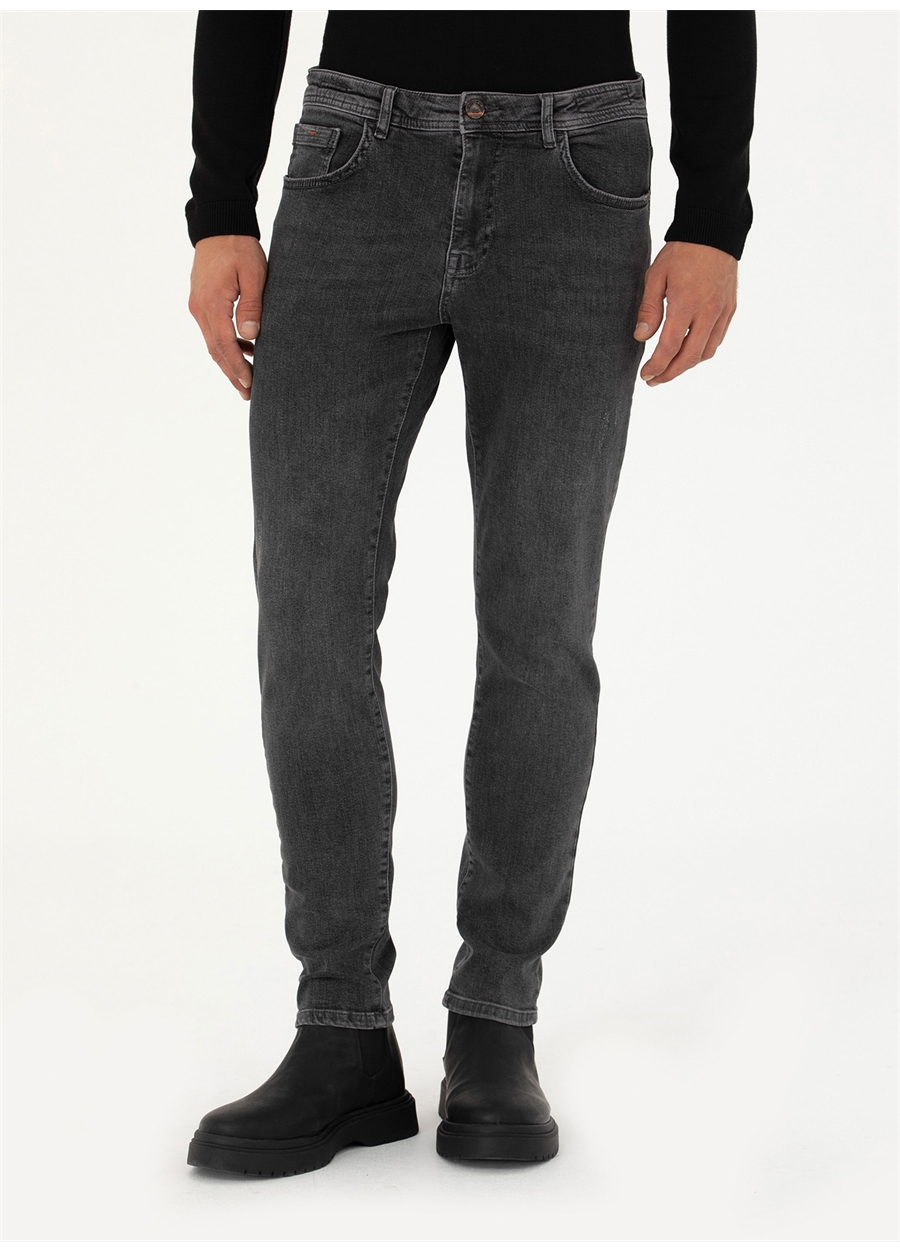 Pierre Cardin Normal Bel Normal Paça Slim Fit Antrasit Erkek Denim Pantolon LAPENA_1