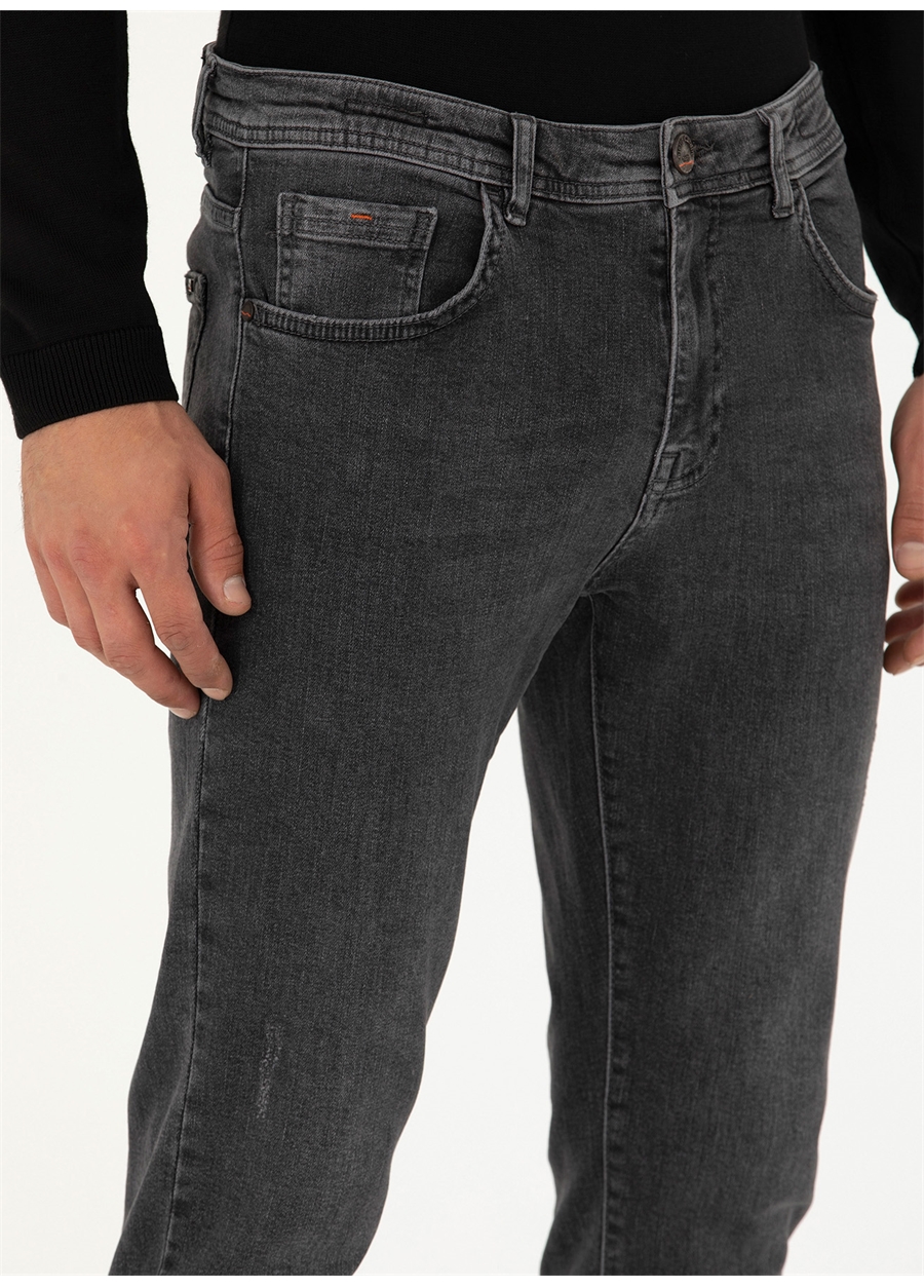 Pierre Cardin Normal Bel Normal Paça Slim Fit Antrasit Erkek Denim Pantolon LAPENA_4