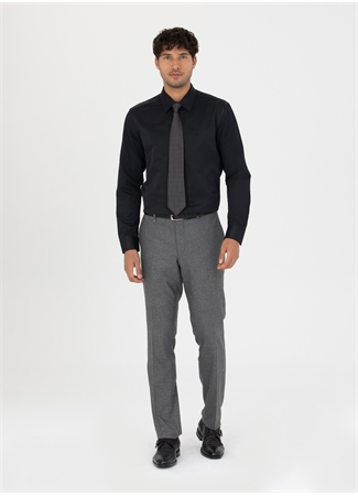 Pierre Cardin Slim Fit Klasik Yaka Düz Siyah Erkek Gömlek MEDELLIN-3_3