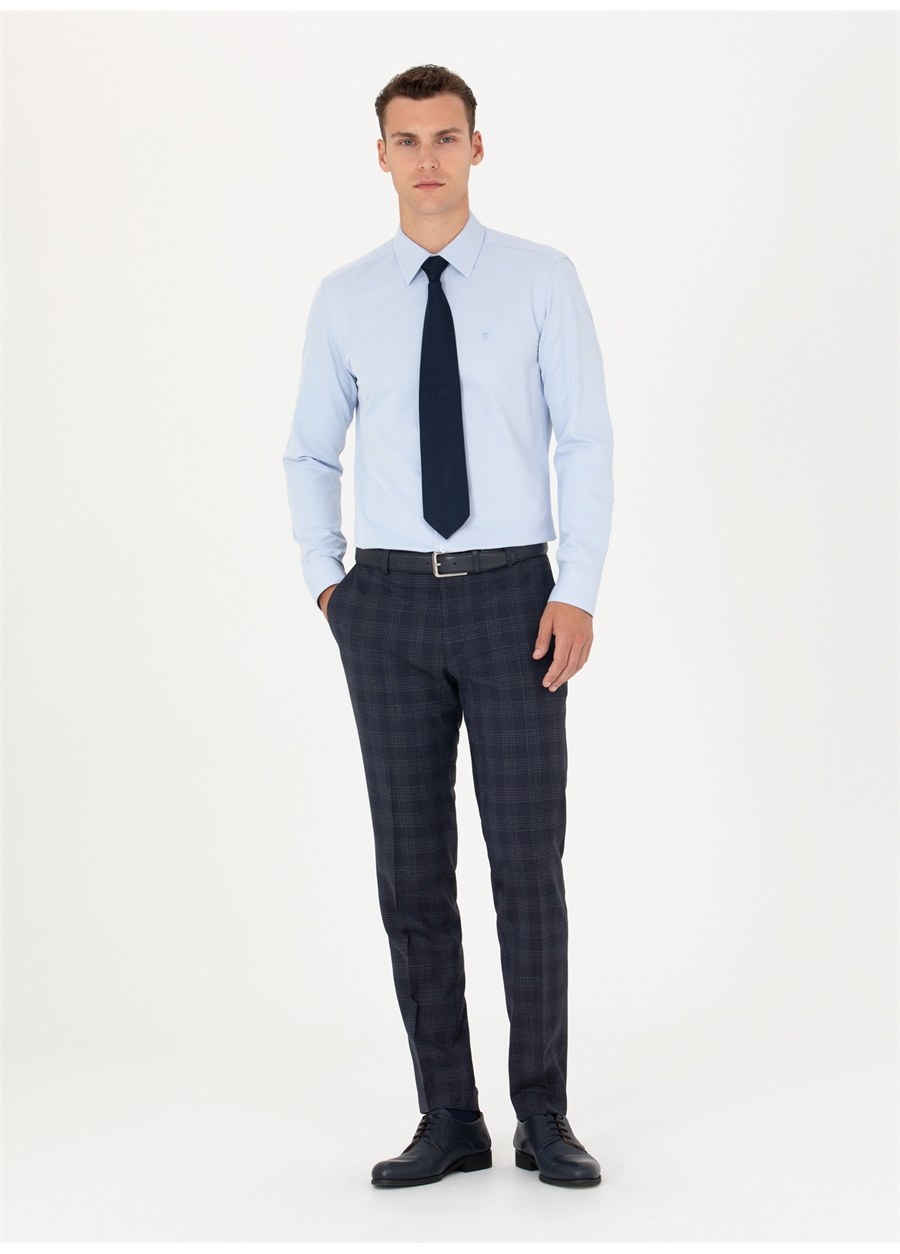 Pierre Cardin Slim Fit Klasik Yaka Düz Açık Mavi Erkek Gömlek MEDELLIN-3_3