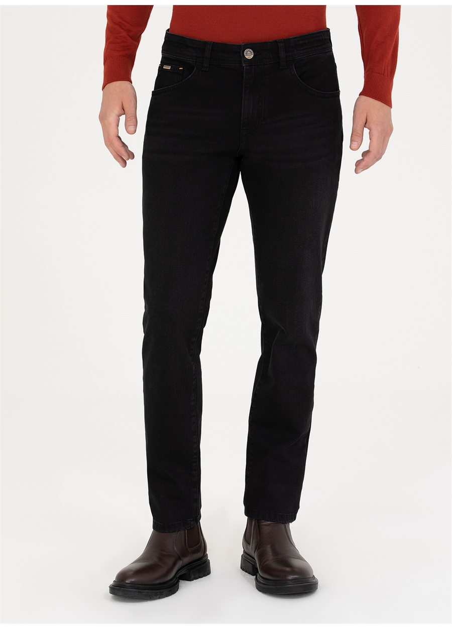 Pierre Cardin Normal Bel Normal Paça Straight Siyah Erkek Denim Pantolon WISNER_1