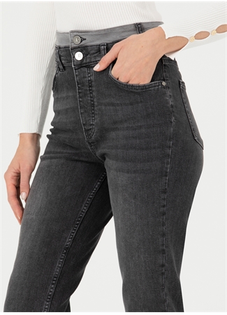 Pierre Cardin Yüksek Bel Boru Paça Mom Fit Gri Kadın Denim Pantolon TICUS-23K_5