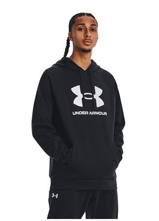 Under Armour Siyah Erkek Kapüşonlu Sweatshirt 1379758-001 UA Rival Fleece Logo HD