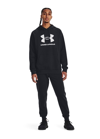 Under Armour Siyah Erkek Kapüşonlu Sweatshirt 1379758-001 UA Rival Fleece Logo HD_2