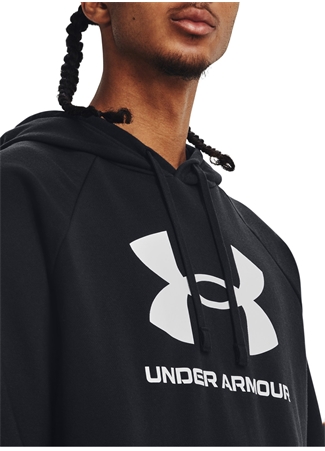 Under Armour Siyah Erkek Kapüşonlu Sweatshirt 1379758-001 UA Rival Fleece Logo HD_3