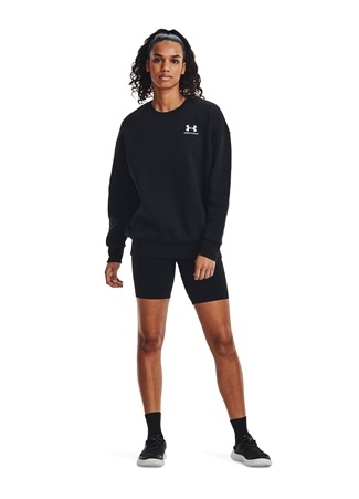 Under Armour Siyah Kadın Yuvarlak Yaka Sweatshirt 1379475-001 Essential Flc OS Crew_2