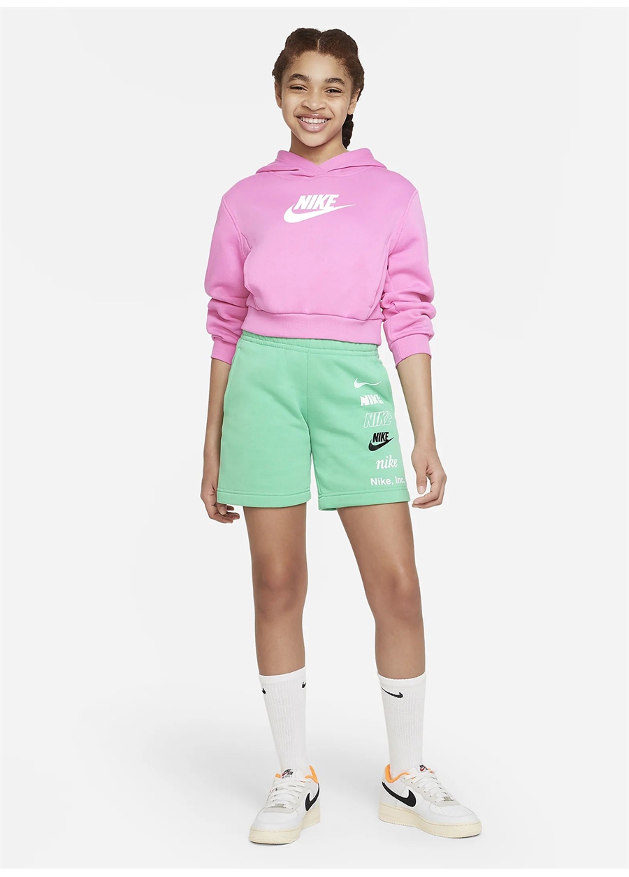 Nike Düz Kız Çocuk Pembe Sweatshırt FD2925-675 G NSW CLUB FLC CRP HDY_4