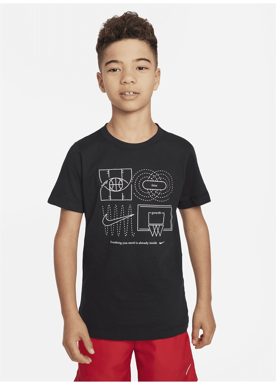 Nike Düz Siyah Erkek Çocuk T-Shirt FD3982-010 K NK DF TEE CULTURE OF