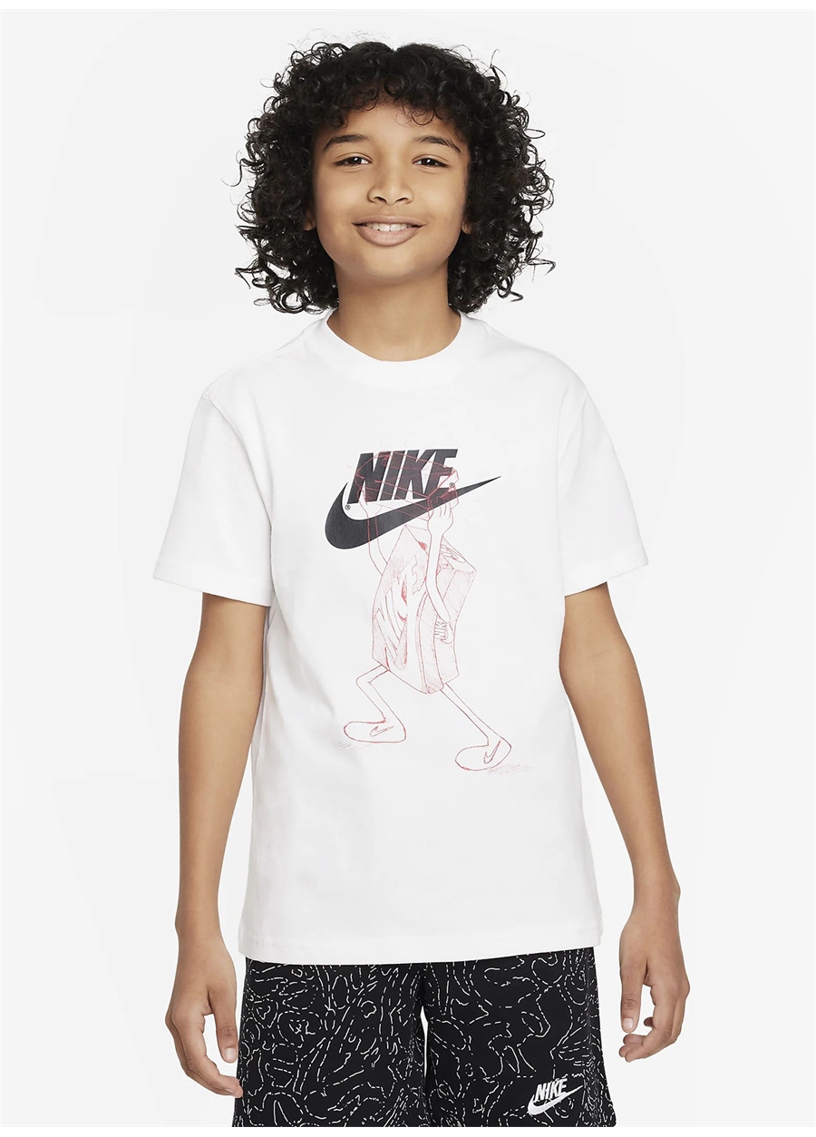 Nike Düz Beyaz Erkek Çocuk T-Shirt FD3985-100 K NSW TEE BOXY FA23 1