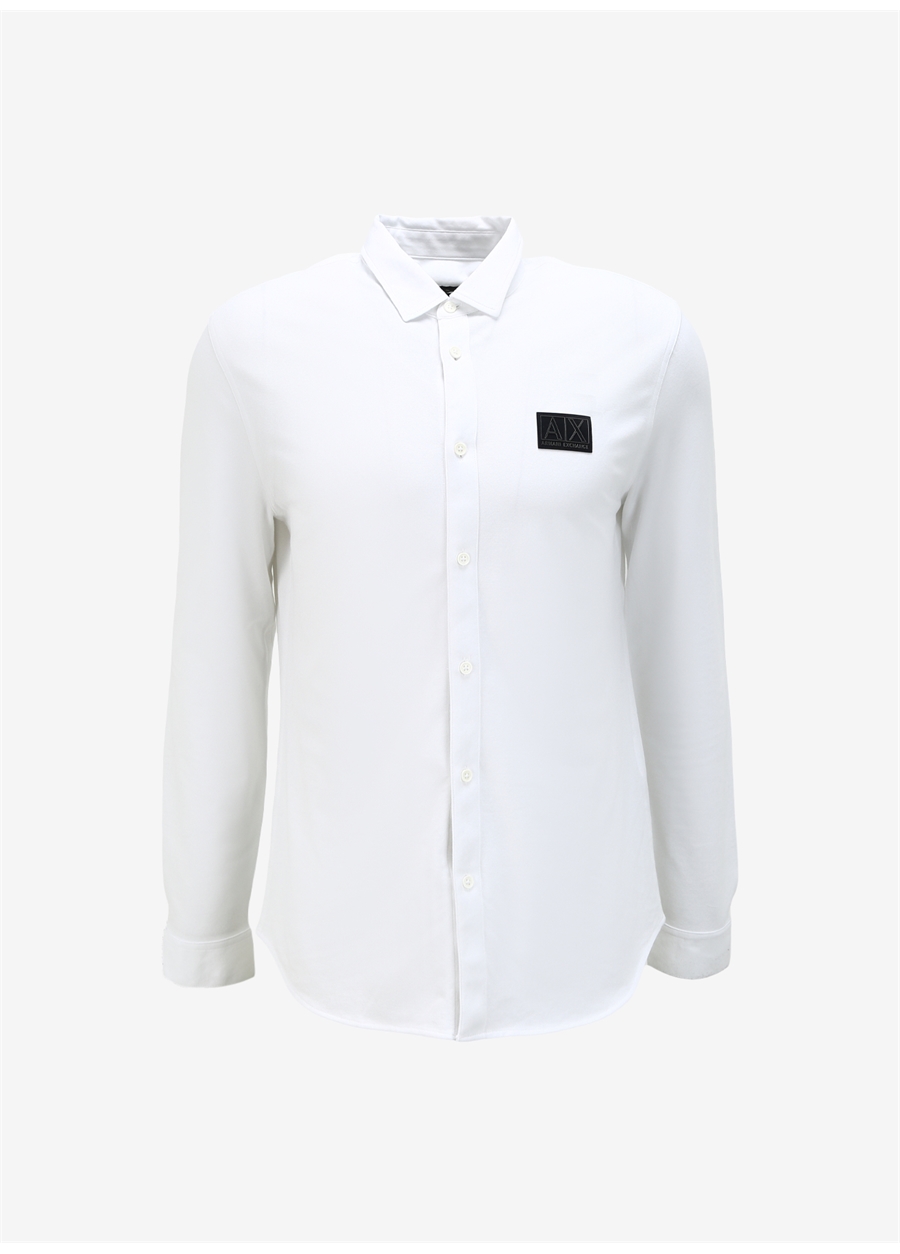 Armani Exchange Regular Fit Beyaz Düz Erkek Gömlek 6RZCHJ 1100 WHITE