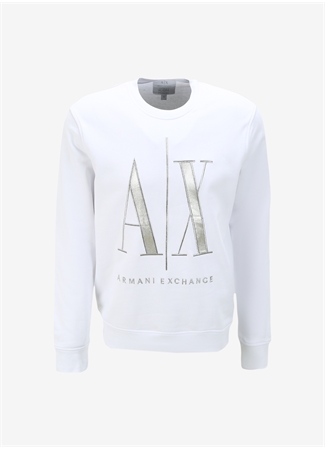 Armani Exchange Bisiklet Yaka Beyaz Erkek Sweatshırt 8NZMPQ 1100 WHITE