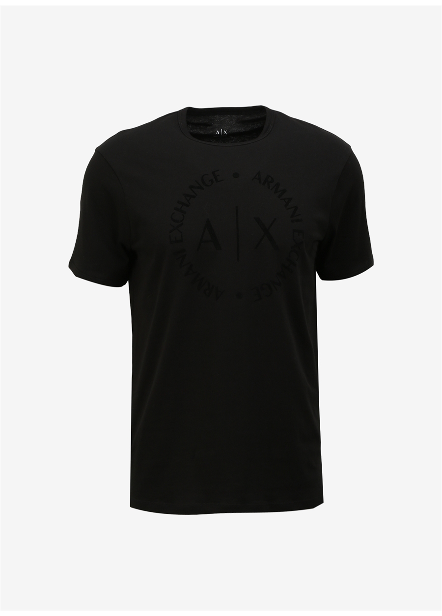 Armani Exchange Bisiklet Yaka Baskılı Siyah Erkek T-Shirt 8NZTCD 1200 BLACK