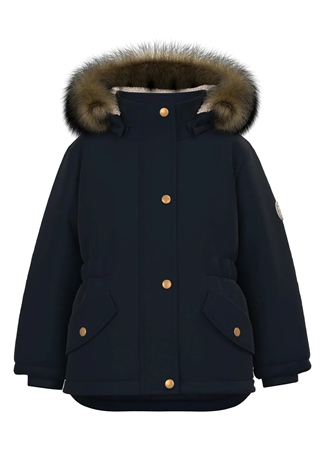 Name İt Siyah Kız Bebek Kapüşonlu Normal Bel Kürklü Mont NMFMARLIN PARKA JACKET PB_0