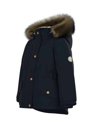 Name İt Siyah Kız Bebek Kapüşonlu Normal Bel Kürklü Mont NMFMARLIN PARKA JACKET PB_2