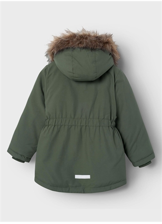 Name İt Haki Kız Çocuk Kapüşonlu Normal Bel Kürklü Mont Nkfmarlin Parka  Jacket Pb - 1741051 | Boyner