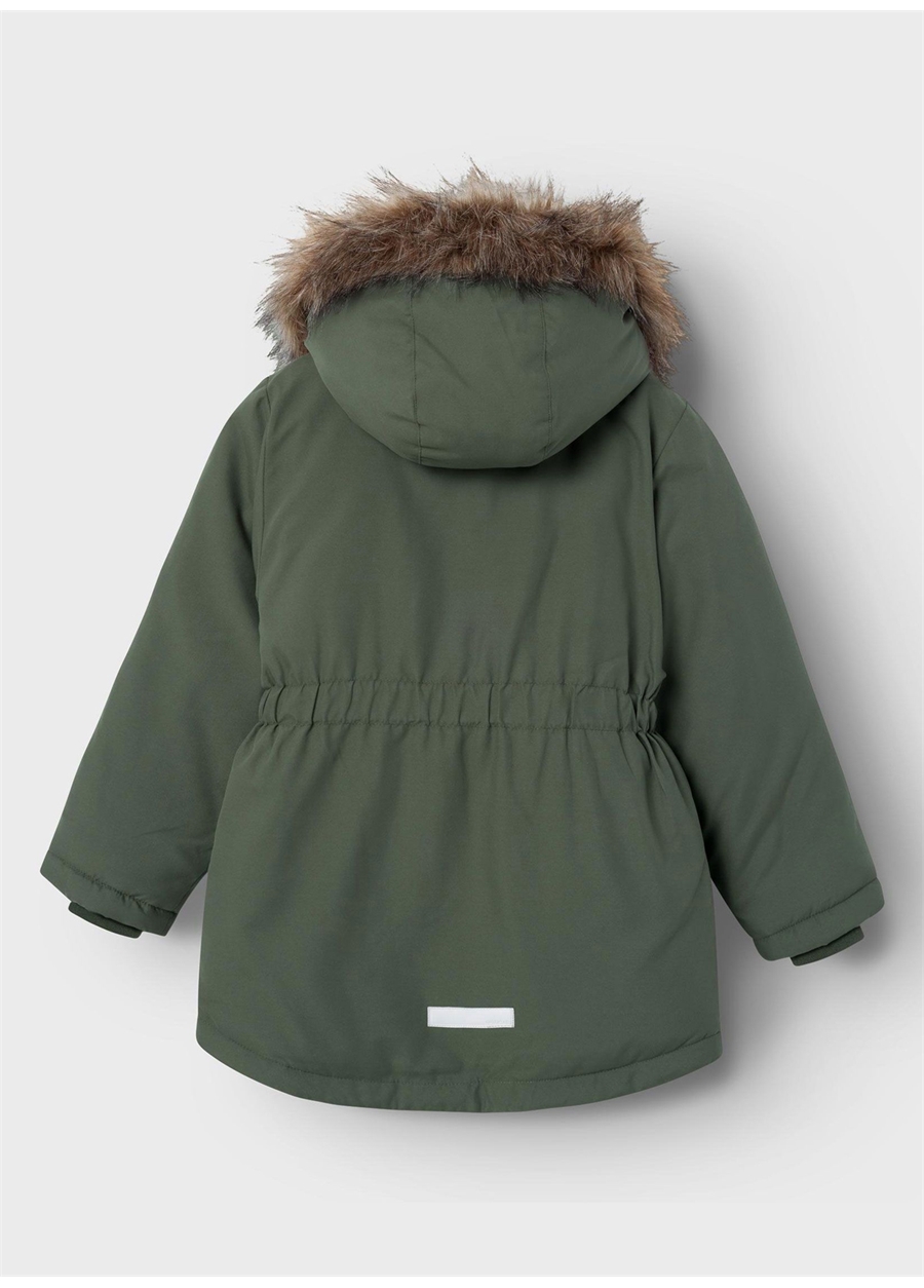 Name İt Haki Kız Çocuk Kapüşonlu Normal Bel Kürklü Mont NKFMARLIN PARKA JACKET PB_1