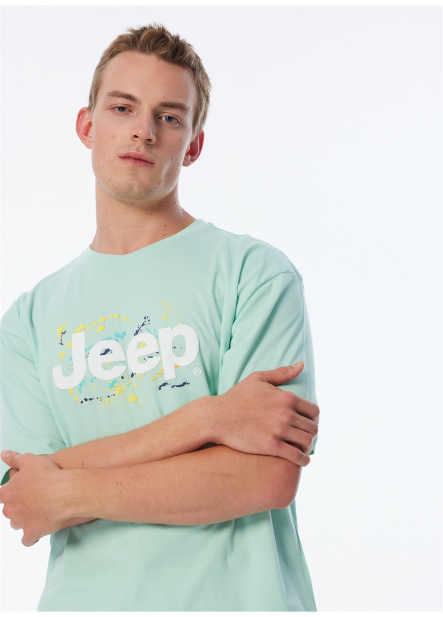 Jeep Mint Erkek Bisiklet Yaka Loose Fit Baskılı T-Shirt C4SM-TST4540_1