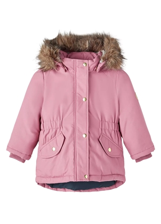 Name İt Pembe Kız Bebek Kapüşonlu Normal Bel Kürklü Mont NMFMARLIN PARKA JACKET PB