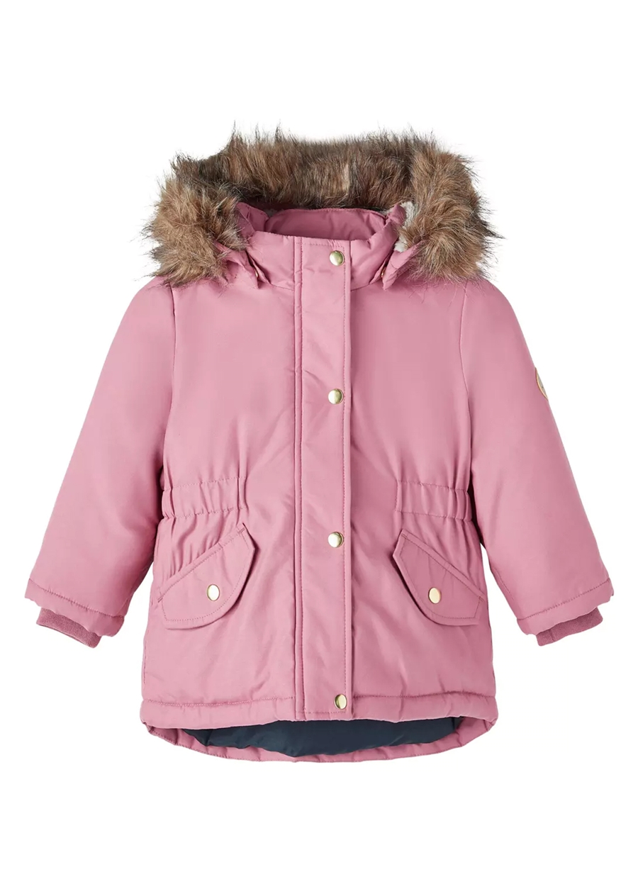 Name İt Pembe Kız Bebek Kapüşonlu Normal Bel Kürklü Mont NMFMARLIN PARKA JACKET PB_0