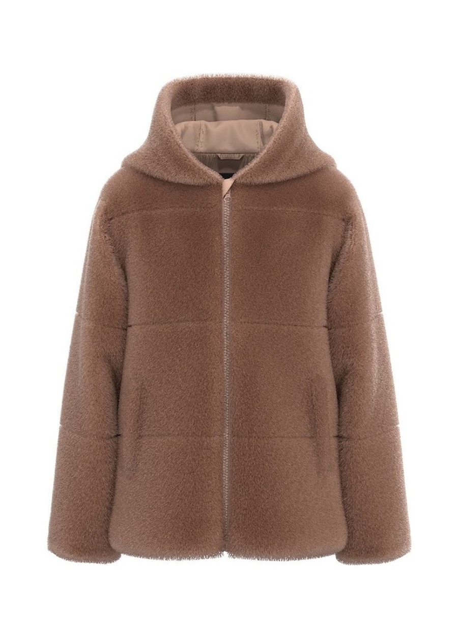 Name İt Kahve Kız Çocuk Mont NKFMOSA FAKE FUR JACKET W HOOD PB