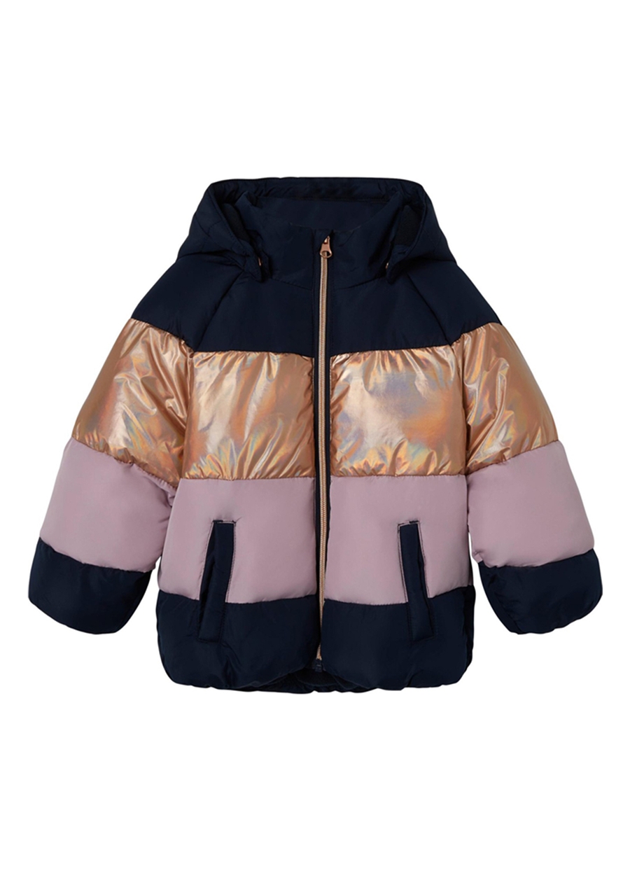 Name İt Lacivert Kız Bebek Mont NMFMILLE PUFFER JACKET BLOCK FOIL_0