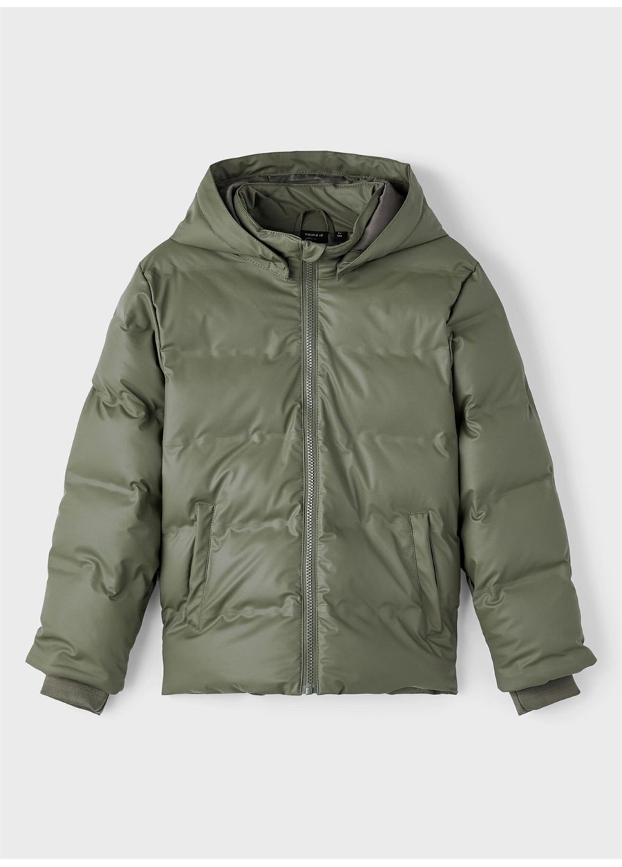 Name İt Haki Erkek Çocuk Kapüşonlu Waterproof Mont NKNMATT PUFFER JACKET FO_0