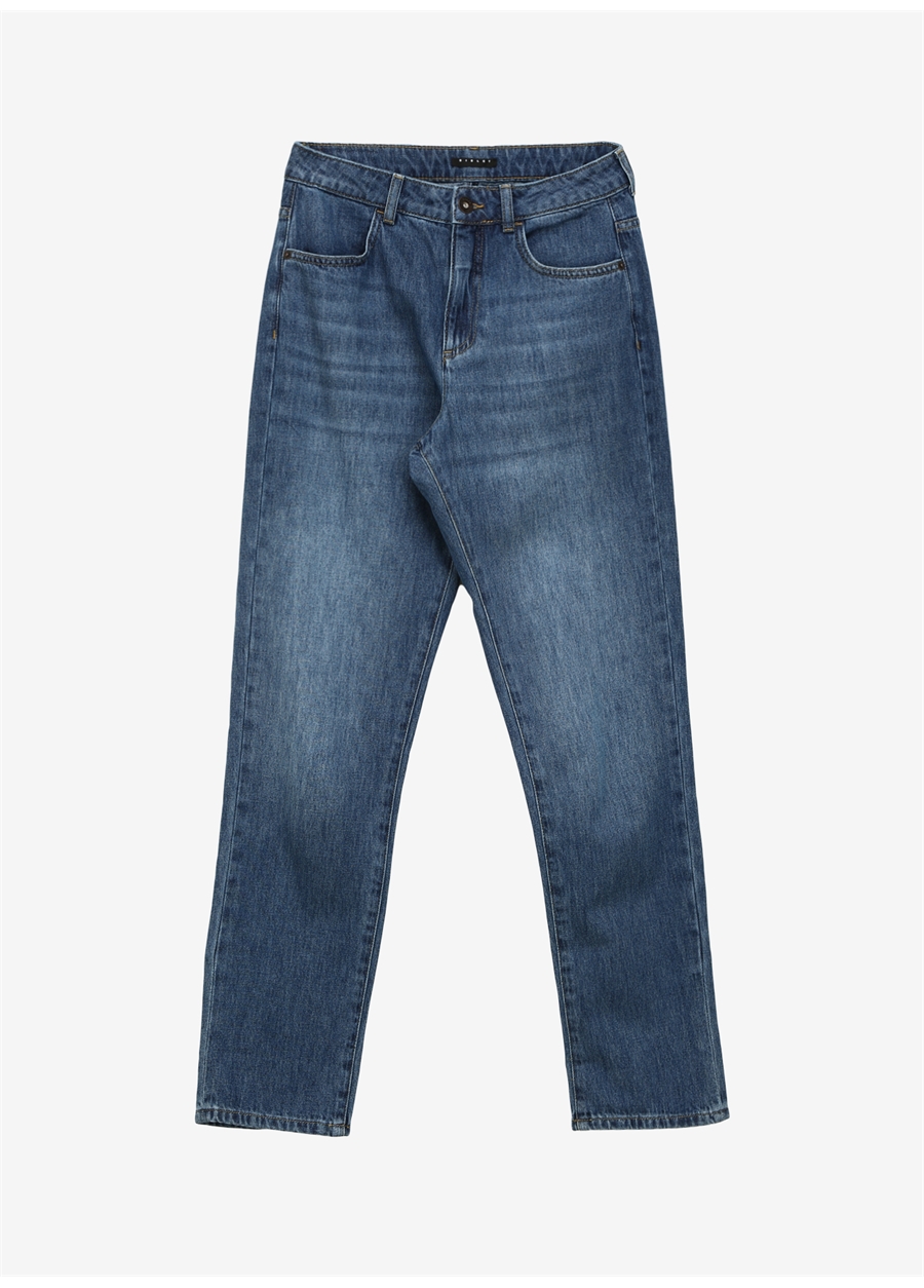 Sisley Yüksek Bel Düz Paça Slim Fit Mavi Kadın Denim Pantolon 4AGWLE02N