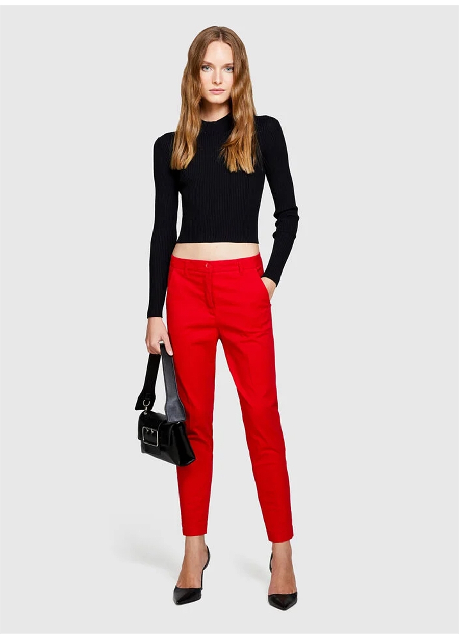 Sisley Kırmızı Kadın Yüksek Belli Slim Fit Pantolon 4AI655AH6
