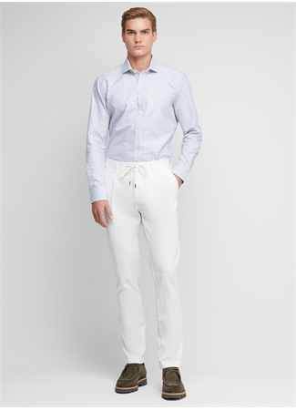 Brooks Brothers Slim Fit İtalyan Yaka Gri - Beyaz Erkek Gömlek BBFW23MSH025_1