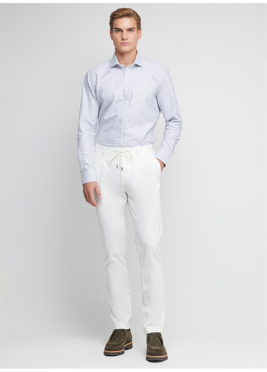 Brooks Brothers Slim Fit İtalyan Yaka Gri - Beyaz Erkek Gömlek BBFW23MSH025_1