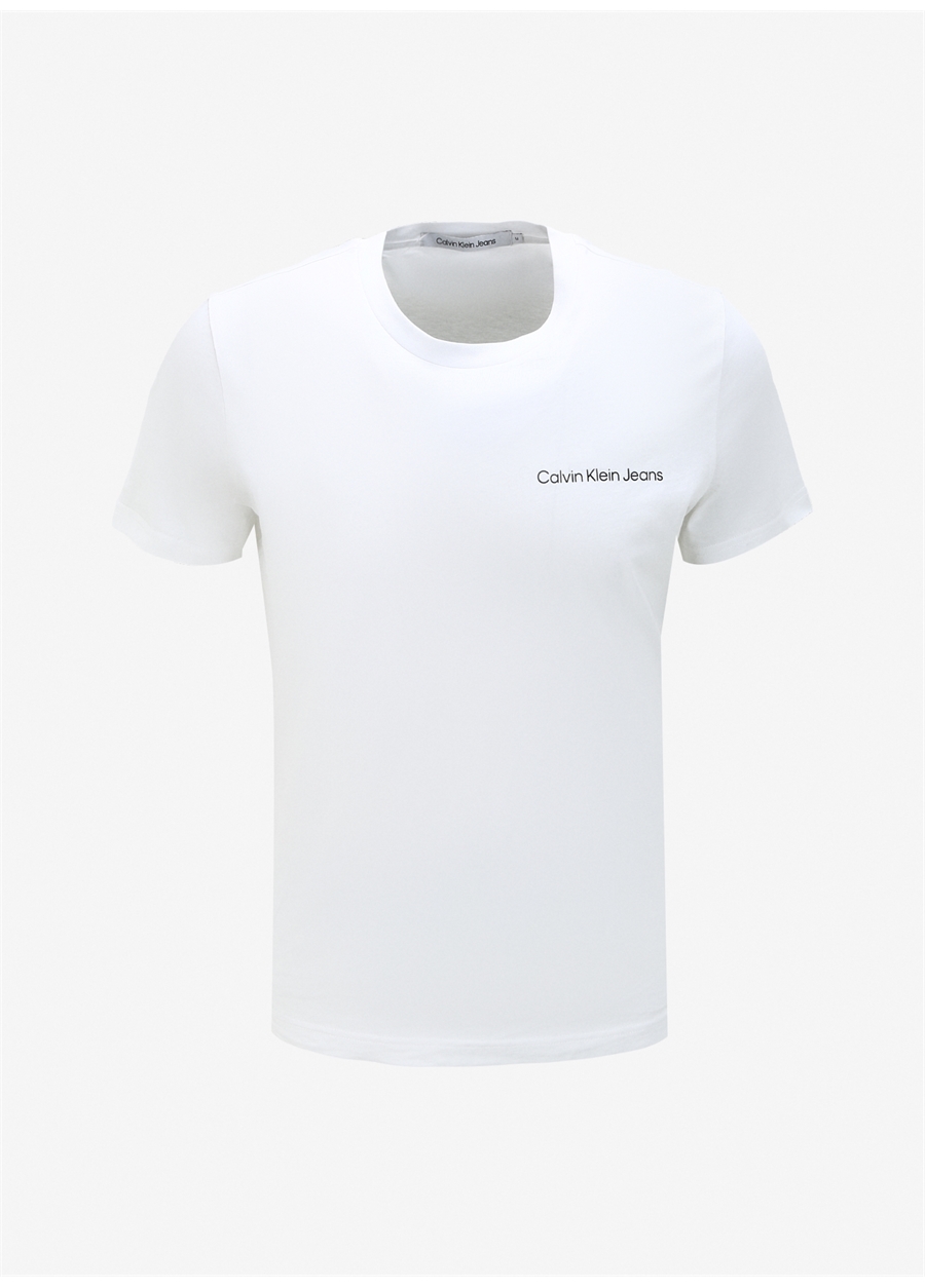 Calvin Klein Jeans Bisiklet Yaka Düz Beyaz Erkek T-Shirt J30J322547YAF