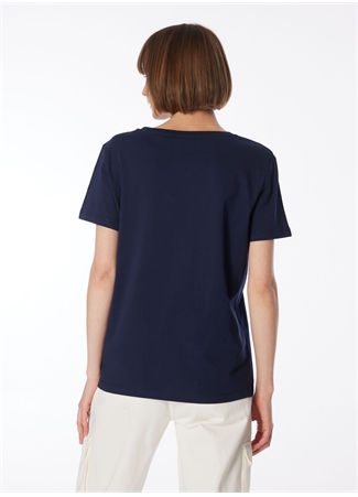 Fabrika Lacivert Kadın V Yaka Basic T-Shirt F4SL-TST0352_4