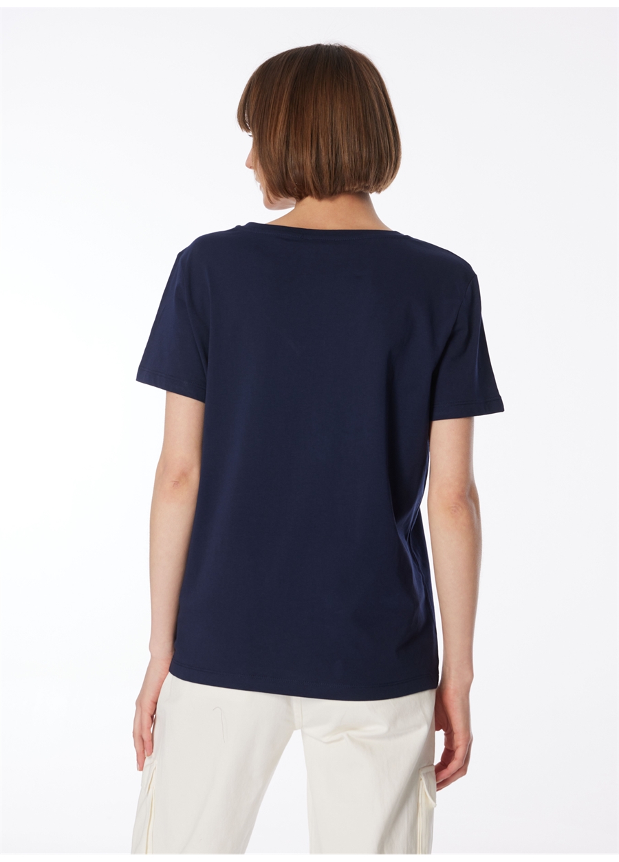 Fabrika Lacivert Kadın V Yaka Basic T-Shirt F4SL-TST0352_4