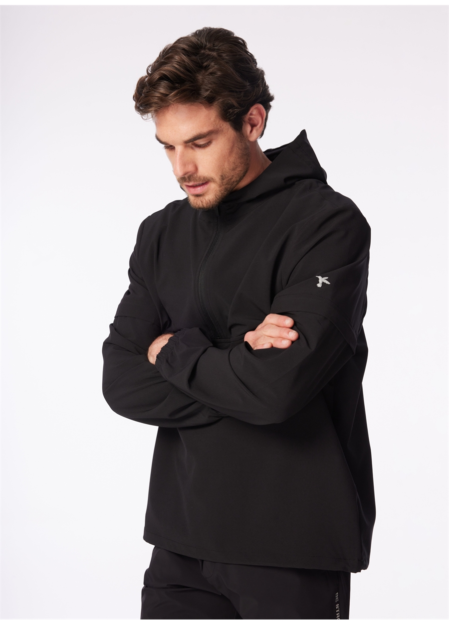 Fabrika Siyah Erkek Kapüşonlu Basic Su İtici - Bi Strech Sweatshirt F4SM-SWT 0264_9